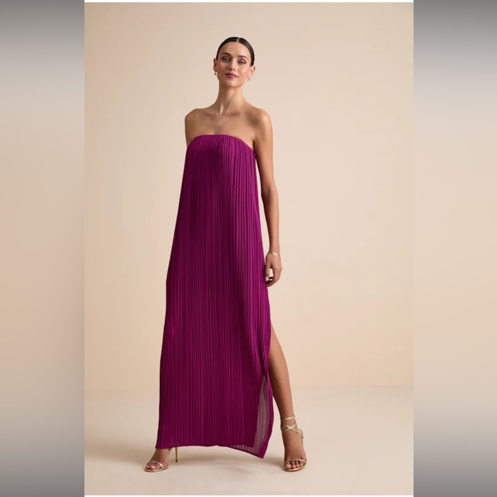 Lulu's Strapless Magenta Maxi Dress